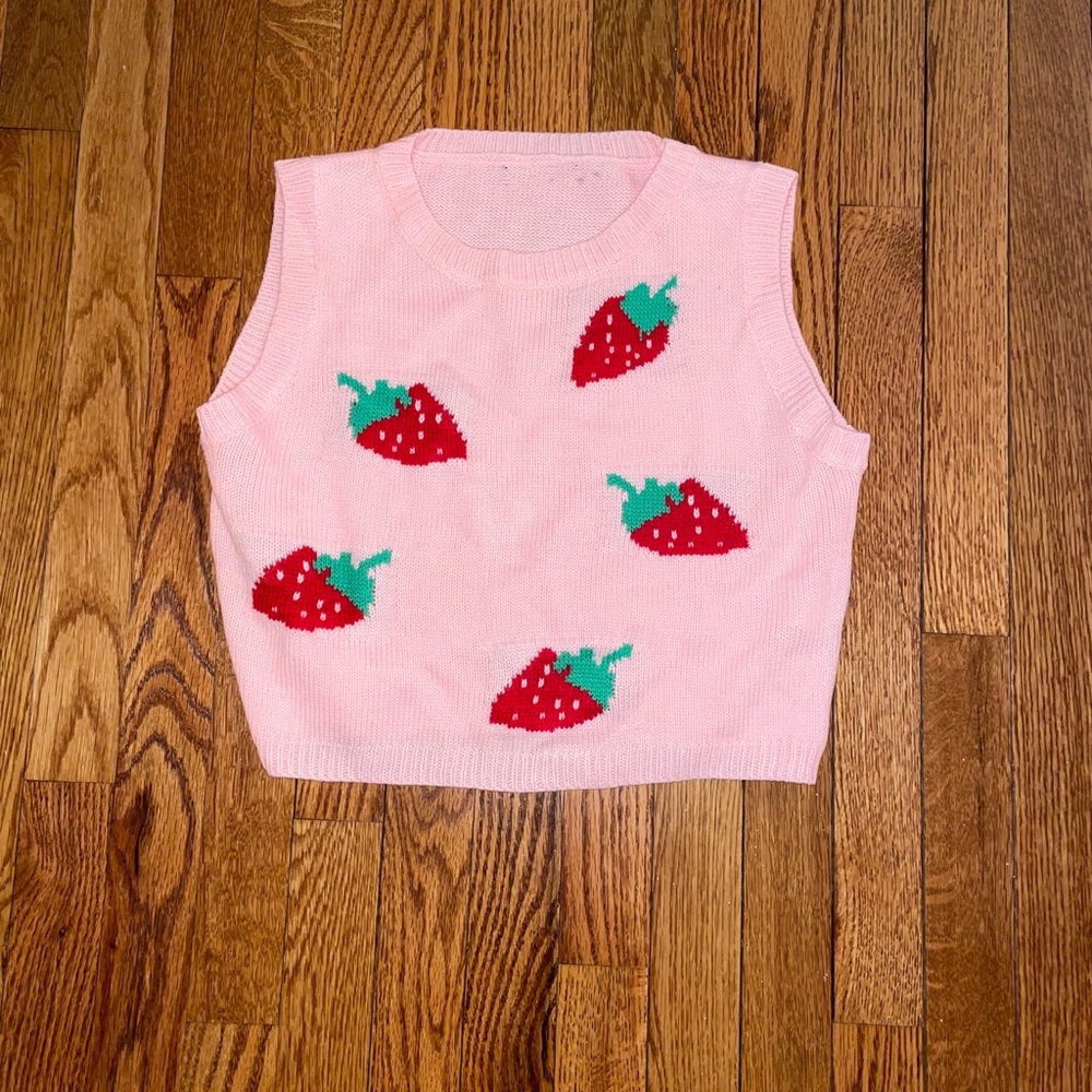 Strawberry knit vest